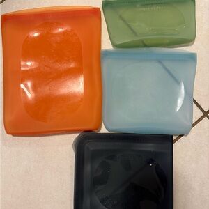 Pampered Chef Reusable Silicone Storage Bags Set